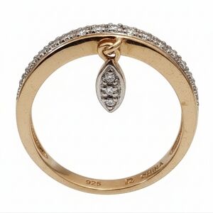 ​Ross-Simons Gold Vermeil 925 Sterling Silver Diamond Dangle Ring Size 5